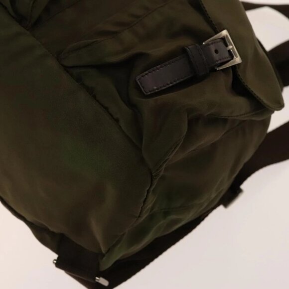 PRADA Backpack Nylon Khaki Silver Auth 140624 - Picture 3 of 16